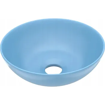 Umyvadlo na desku kulaté matné světle modré keramické 280x100 mm