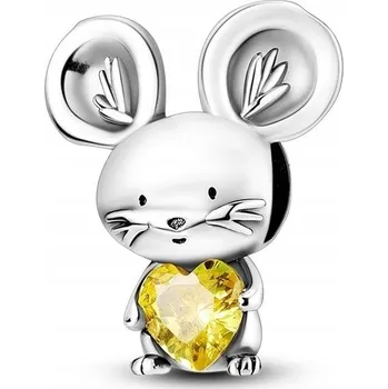 Přívěsek Přívěsek STŘÍBRO 925 Charms Korálek Myška se srdcem