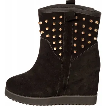 Dámské kozačky P011 KOZAČKY KOTNÍKOVÉ BOTY ZIMNÍ BOTY KOŽENÉ KOŽEŠINA ČERNÉ 38