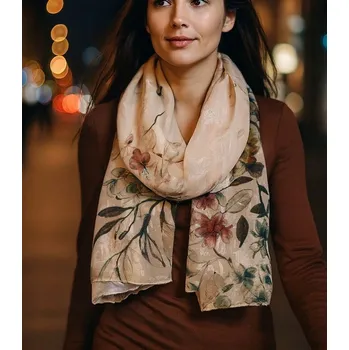 Šátek Agrafka šátek s rostlinným motivem - polyester