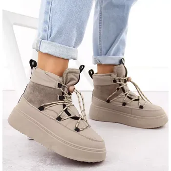 Dámská zimní obuv Dámské sněhule na platformě WOL280B Béžová - Potocki béžová 38