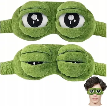 Škraboška na spaní Bavlna Maska na spaní Smutna żaba Pepe opaska do spania zelená