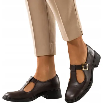 Dámské polobotky POLOBOTKY Dámské KOŽENÉ Čokoládové Módní Výřezy PRODUKT POLSKÝ vel. 36