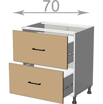 Kuchyňská linka Capri LD11S7082, kuchyňská šuplíková skříňka š.70, korpus grafit, dvířka dub Craft bílý
