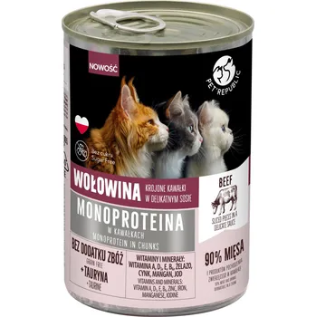 Krmivo pro kočku PetRepublic Mokré krmivo pro kočky Monoproteinová konzerva Hovězí 400g