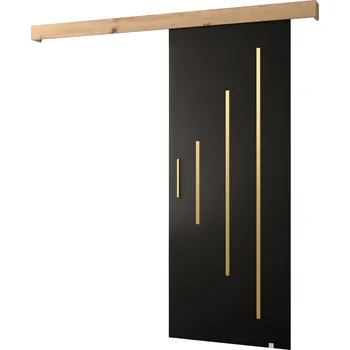 Interiérové dveře MOB 90 cm Sharlene Y (černá matná + dub artisan + zlatá)