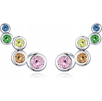 Náušnice Stříbrné Náušnice s bublinkami a barevnými Zirkony puzety, Stříbro 925