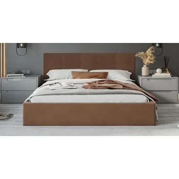 Postel Čalouněná postel RINO 180x200 cm s kovovým roštem hnědá