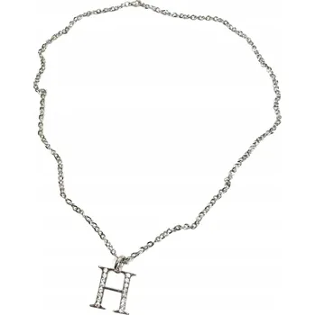 Náhrdelník DLOUHÝ STŘÍBRNÝ NÁHRDELNÍK řetízek S PŘÍVĚSKEM PÍSMENE H SE ZIRKONY