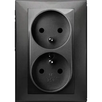 Elektrická zásuvka SANTRA Zásuvka 2x2P+UZ monolit s rámečkem, černá 4135-09