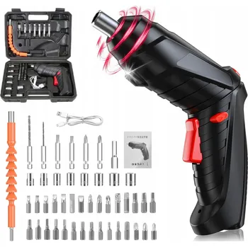 MINI AKU ŠROUBOVÁK PŘÍKLEPOVÁ VRTAČKA USB NÁSTAVCE BITY S KUFREM