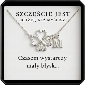 Náhrdelník Stříbrný náhrdelník čtyřlístek zirkon + písmenko M K A dle výběru řetízek