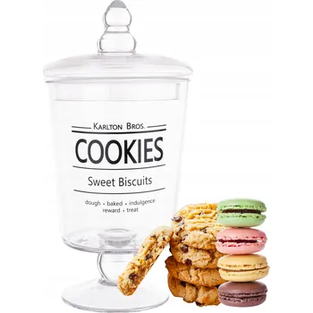 Dóza na potraviny SKLENĚNÁ NÁDOBA S VÍČKEM BONBÓNY CUKROVINKY ČOKOLÁDOVÁ BONBONIÉRA