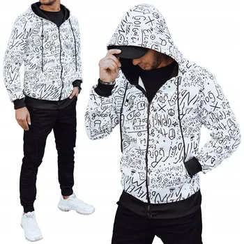 Pánská mikina ROZEPÍNACÍ PÁNSKÁ MIKINA S KAPUCÍ BÍLÁ BX5811 - M