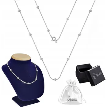 Řetízek Stříbrný řetízek Ag 925 Ozdobný Lesklý Náhrdelník Linka s Kuličkami | 45 cm