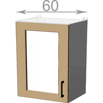 Knihovna Capri W60721G, kuchyňská vitrína š.60, korpus grafit, dvířka dub Craft bílý