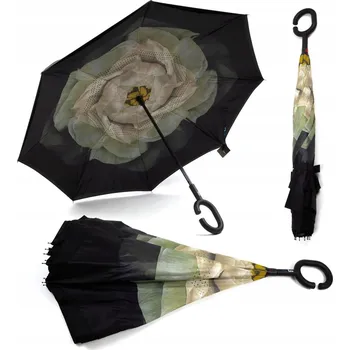 Deštník Obrácený deštník Blue Rain, zelený květ na déšť i slunce, 100 cm, skládací