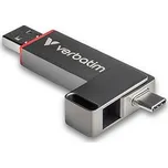Verbatim USB flash disk, USB C a USB 3.2 Gen 1, 256GB, Dual QuickStick, šedý, 32041, USB C (32041)