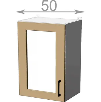 Knihovna Capri W5072G, kuchyňská vitrína š.50, korpus grafit, dvířka dub craft zlatý