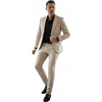 Pánský oblek Pánský oblek béžový slim jednořadý velikost 54