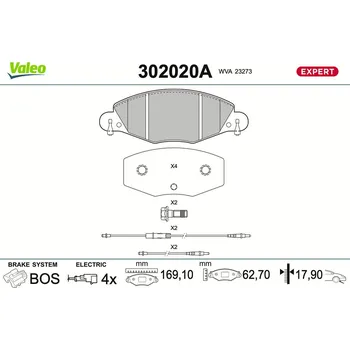 Brzdová destička Sada brzdových destiček, kotoučová brzda VALEO 302020A