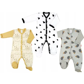 Kojenecký overall Overal 3-balení Medvídek béžový/Myška bílá/Ježek vel. 104 KLEKLE