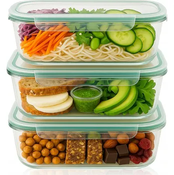 Dóza na potraviny 3x skleněné obědové boxy 640 ml nádoby na potraviny skleněná sada nádob