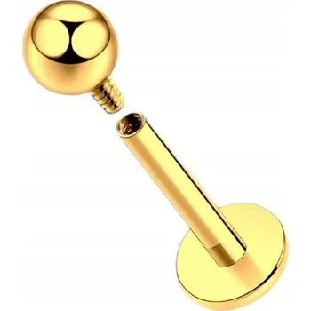 Piercing PIERCING Labret zlatý piercing s kuličkou, G/w HELIX Nostril TITAN 1,0/6/3