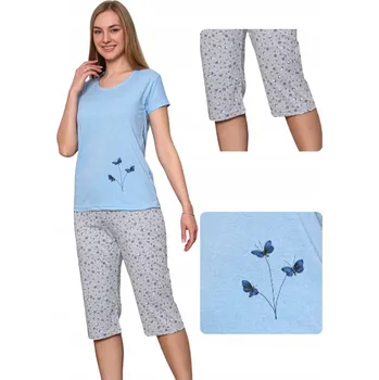 Dámské pyžamo Dámské bavlněné pyžamo 3/4 3 motýlci modré L