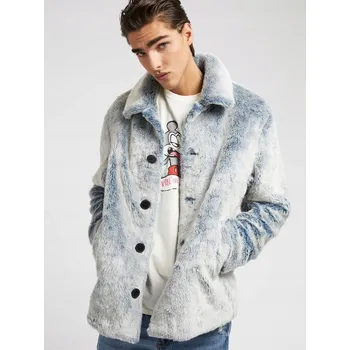 Dámský kabát GUESS KRÁTKÝ PLYŠOVÝ KABÁT S POTISKEM (M)