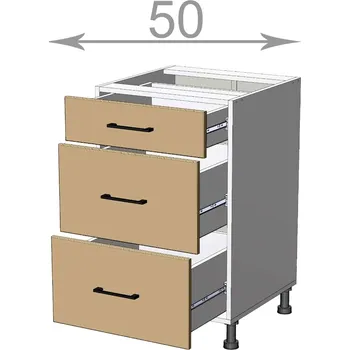 Kuchyňská linka Capri LD12S5082, kuchyňská šuplíková skříňka š.50, korpus grafit, dvířka dub Craft bílý