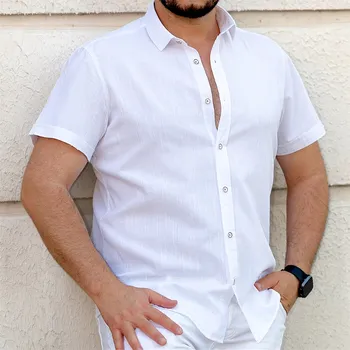 Pánská košile Pánská bílá košile s krátkým rukávem slim střihu 100% bavlna velikost XL