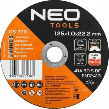 Vrták NEO SADA 25 Ks ŘEZNÝCH KOTOUČŮ NA KOV 41A 60 S BF 125x22,2 INOX POLSKÝ