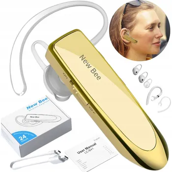 Sluchátka BEZDRÁTOVÉ BLUETOOTH 5.0 SLUCHÁTKO NEW BEE LCB41 ZLATÉ + PŘÍSLUŠENSTVÍ