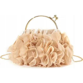 Kabelka Luxusní béžová koktejlová kabelka večerní retro s květy