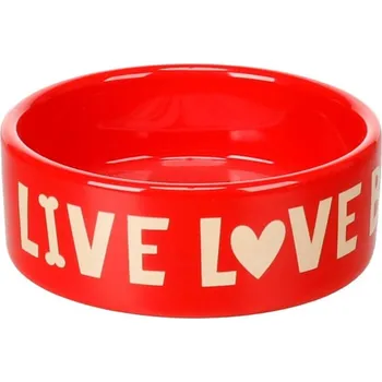 Miska pro psa Miska keramická FLAMINGO Liloba červená 16,5x6,2cm (800ml)