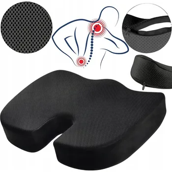 Polštář ORTOPEDICKÝ POLŠTÁŘ NA SEDĚNÍ ERGONOMICKÝ PROTISKLUZOVÝ ČERNÝ