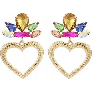 Náušnice Náušnice křišťály srdíčkem a zlatými duhovými kamínky