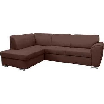 Sedací souprava Rohová sedací souprava KENAI, hnědá látka, rozkládací, 255x196 cm