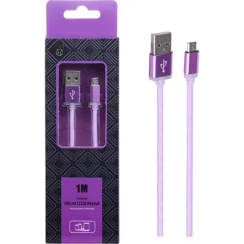 Datový kabel Datový a nabíjecí kabel PLUS AS110 METAL MicroUSB, 1M, Purple