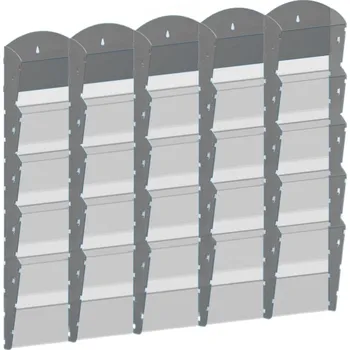 B2B Partner Nástěnný plastový zásobník na prospekty - 5 x 5 A5, šedý