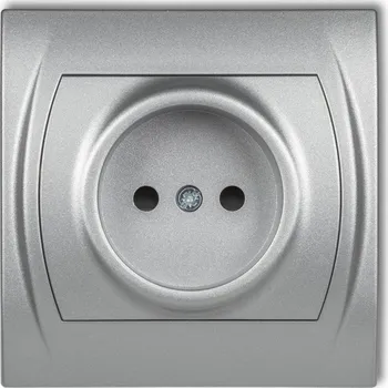 Elektrická zásuvka 7LGP-1 Zásuvka jednoduchá bez uzemnění 16A stříbrné svorky Karlik Logo