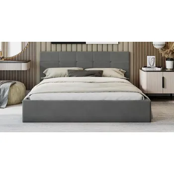 Postel Čalouněná postel RINO 140x200 cm s kovovým roštem grafit