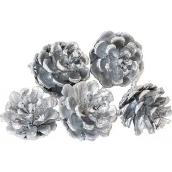 Vánoční dekorace CHAKS Šišky dekorační stříbrné 12ks