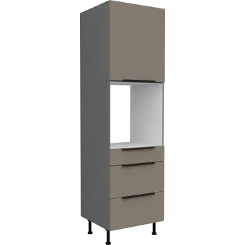 Kuchyňská skříňka Skříň na vestavnou troubu se šuplíky LUNARA - šířka 60 cm, tmavě béžová / antracit