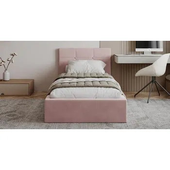 Postel Čalouněná postel RINO 90x200 cm s kovovým roštem světle růžová