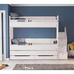 Čilek Patrová postel White Studio pro 3 děti 90x200 cm s úložným prostorem (schody)