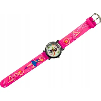 Hodinky DĚTSKÉ HODINKY 3D S GUMOVÝM PÁSKEM DÁREK Neonově Růžové Baletka