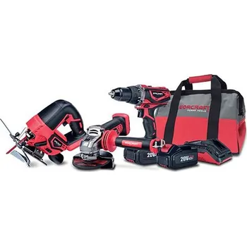 Set Worcraft WSET-03, S20Li ShareSYS, přímočará pila, úhlová bruska, šroubovák, nabíječka, 2x accu + brašna