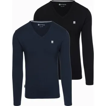 Pánské tričko Pánské funkční tričko s dlouhým rukávem SLIM FIT 2ks mix tmavě modrá/černá V3 Z103 XXL